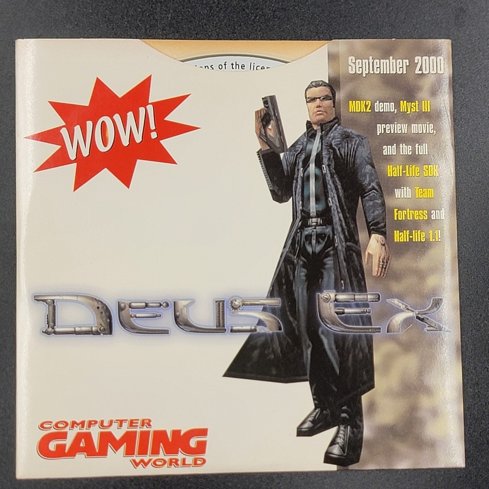 Deus EX Demo Disc - Computer Gaming World September 2000 - Brand New Never Used